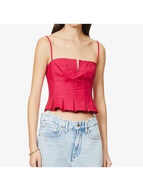 Reformation Shia Corset Cropped Ruffle Top 10 Pink Party Summer